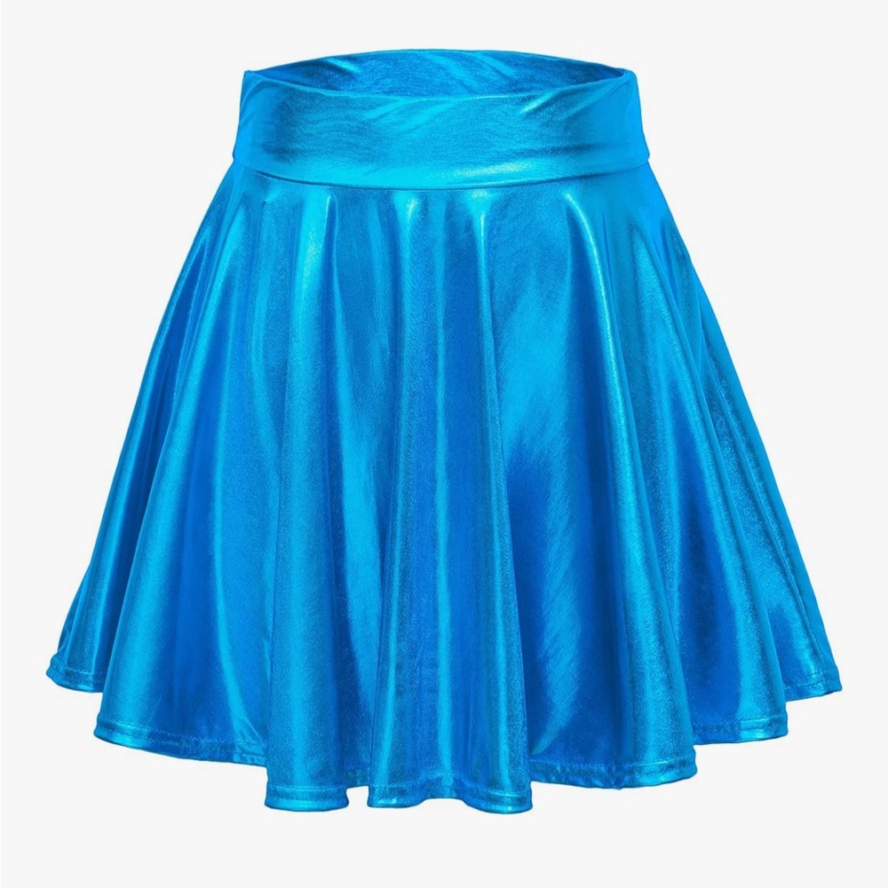 Shimmering Metallic Light Blue Skater/Circle Skirt